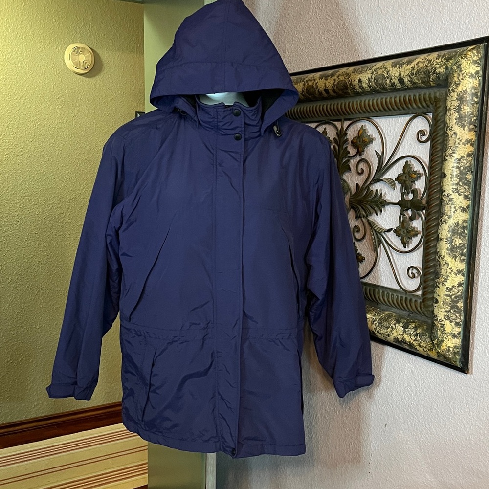VTG Eddie Bauer Polartec Navy Blue Zip-Up Jacket- fleece/Quiltedlining- Sz XL